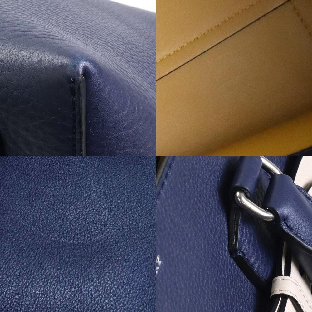 Burberry handbag shoulder bag Navy Blue White leather - Picture 3 of 4